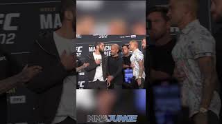 Islam Makhachev Dustin Poirier separated during tense faceoff after ufc302 press conference [upl. by Kial897]