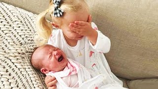 Cute and Adorable Moments of kids meeting newborn baby sibling for the first time [upl. by Antonius]