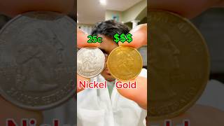 How to transform a nickel coin into a gold coin alchemy scienceexperiment scienceproject howto [upl. by Cassey]