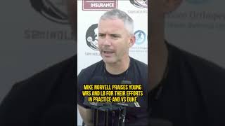 Mike Norvell Praises Play of Young WRs LB in Practice and vs Duke FSUFootball FSU [upl. by Eimmelc]