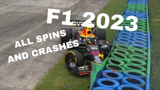 F1 2023 All Spins And Crashes [upl. by Oiramej]