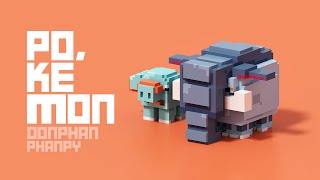 Donphan amp Phanpy  Voxel Art [upl. by Hittel]