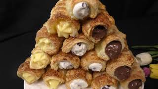 Prendi 1 rotolo di PASTA SFOGLIA e fai questa RICETTA VELOCE Cannoli di SFOGLIA 3 GUSTI MISTI [upl. by Adams]