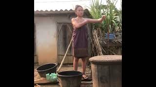 Beauti girl Wash dishes after at home and cleaning [upl. by Trish]