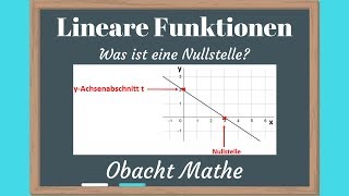 NULLSTELLE berechnen  Übungen mit Lösungen  lineare Funktionen GERADEN  ObachtMathe [upl. by Jahdai380]