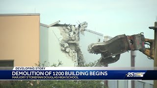 Demolition of 1200 building at Marjory Stoneman Douglas High School begins [upl. by Xella237]