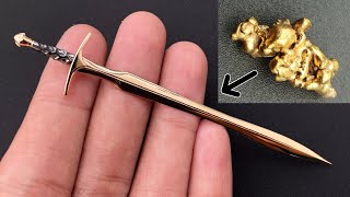 I turn gold nugget into a mini sword  small sword making [upl. by Akeihsat]