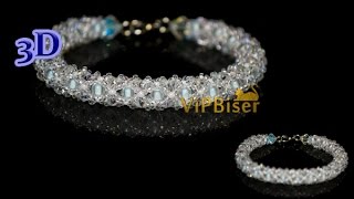 Winter Beaded Bracelet 3D Beading Tutorial [upl. by Huckaby]