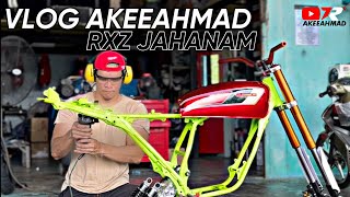 Vlog AkeeAhmad Edisi  RXZ Flat Tracker Custom Powder Paint HijauHitam T Fork USD RXZ Mat Taja [upl. by Anallise]