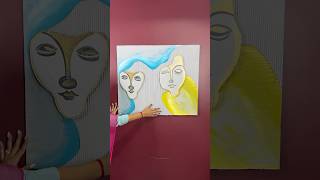 Two Beautiful Spirits Face Art Piece short reel viral youtubeshort diycrafts trending diyart [upl. by Donella]