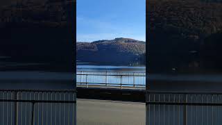 Biggesee dam in the mountainous Sauerland region of Germany on perfect October dayshortsvideo [upl. by Jairia]