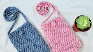 Easy Crochet Phone Bag Tutorial For Beginners  Chenda DIY [upl. by Malha510]