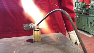 Soldering brass to steel with tin and Castolin Eutectic 157 brazing flux [upl. by Riha]