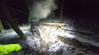 Cycling at night on ice and snow on a steep trail not my fastest descent [upl. by Vtehsta]