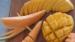 ASMR Peeling amp chopping melon 🍈 amp mango 🥭 fruit [upl. by Sobel]