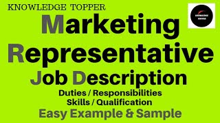 Marketing Representative Job Description  Marketing Representative Work Roles and Responsibilities [upl. by Ahsoyem]