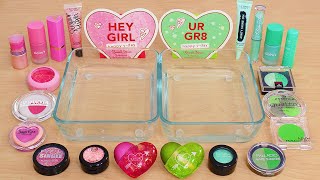 Valentines Day Slimes  Mixing Makeup Eyeshadow Into Slime ASMR [upl. by Anastos]