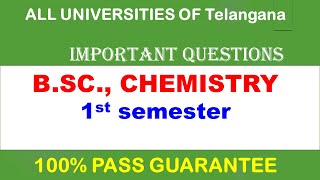 IMPORTANT QUESTION B SC CHEMISTRY 1 ST SEMESTER TELANGANA UNIVERSITIES  HSR BIOINFO [upl. by Ztnaj]