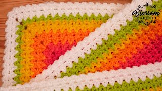 Crochet A Beautiful Simple Border  Easy amp Quick V Stitch Mix [upl. by Screens310]