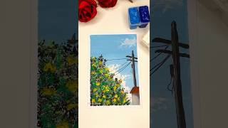 Blue sky painting  gouache painting for beginners ❤️art shorts painting subscribe [upl. by Kania934]