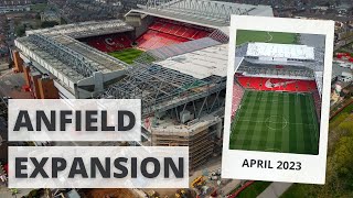 Anfield Road Stand UPDATE Glass installed and brickwork taking shape [upl. by Bonnice]