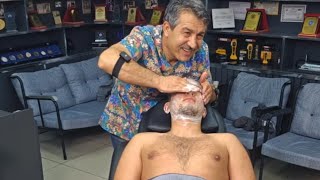 ASMR SKIN CARE AND BEARD SHAVE WITH BARBER MUNUR ONKAN [upl. by Eikcuhc41]