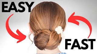 How to do EASY chignon bun hairstyle in under 3 minutes [upl. by Anilecram]