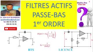 Filtre actif passebas 1er ordre  diagramme de Bode fréquence de coupure cours exercice corrigé [upl. by Miarfe]