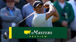 2024 Masters Tournament Preview Tiger Woods hits the course at Augusta  CBS Sports [upl. by Bertrand861]