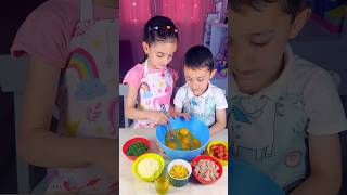 Children make an omelette with tuna and corn shorts cooking viral kids food [upl. by Bergwall]