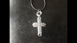 diy sieraden Chainmaille kruis hanger  cross pendant [upl. by Koeppel]