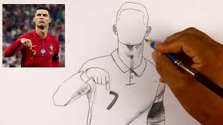 How To Draw Realistic Cristiano Ronaldo Easy Pencil Sketch Portrait cr7 [upl. by Bridwell]