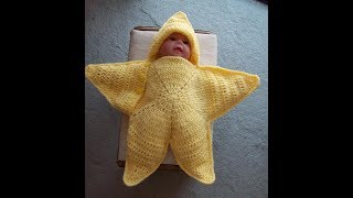 Crochet Baby Blanket Stars Pattern Doll 18quot  Picture Slide Selimut Rajut Bintang [upl. by Nilek]