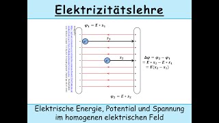 Elektrische Energie elektrisches Potential und elektrische Spannung im homogenen elektrischen Feld [upl. by Jilleen]