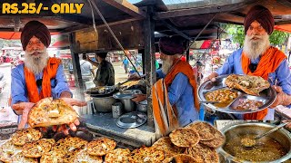 Legendary 90 Year Old Bapu Ji Sells Rs25 Amritsari Kulcha  Street food India [upl. by Illak]