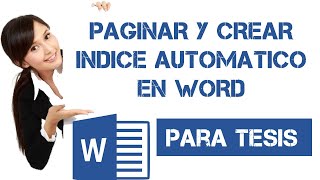 🔵 Como paginar y hacer un índice automático en Word 🔀 Fácil [upl. by Nelubez]