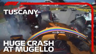 Dramatic MultiCar Crash At Mugello  2020 Tuscan Grand Prix [upl. by Ahseihs]