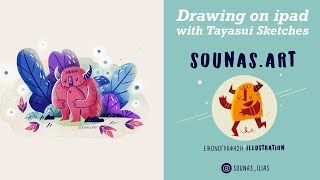 Drawing on ipad with Tayasui Sketches 54 [upl. by Wappes]