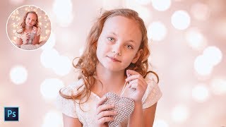 How to Create Bokeh Lighting Portrait Effect In Photoshop  Add Light Blur Background to Photos [upl. by Nagek]