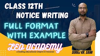 Notice Writing with example  class12 writingskills cbse [upl. by Anitsyrk]