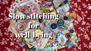 Slow stitching wellbeing buttons journal ephemera PROCESS VIDEO [upl. by Barker]