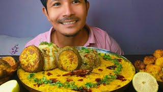 Eating Tasty Veg Masala khichdi  Baingan bharta  Aloo bharta  Gobhi 65 fry  Baingan fry [upl. by Myke]