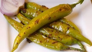 Fodni Mirchi  Tempered Green Chillies  By Vahchef  Vahrehvahcom [upl. by Etnasa311]