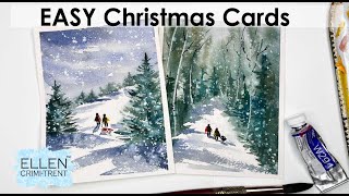 EASY Watercolor Christmas Cards [upl. by Ashly]