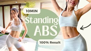 10min Standing Abs workout Ripped ABS  100� Lines amp Small Waist  No Jumping No Equipment [upl. by Etnor]