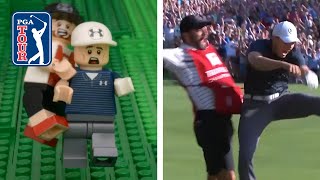 LEGO Jordan Spieth’s bunker holeout to win 2017 Travelers [upl. by Naeruat]