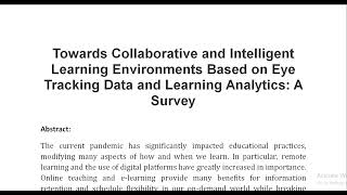 Towards Collaborative and Intelligent Learning Environments Based on Eye Tracking Data and Learning [upl. by Llenod]