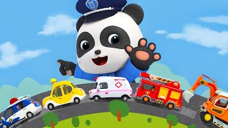 Five Little Cars Patrol Team  Vehicles Song for Kids  Nursery Rhymes amp Kids Songs  BabyBus [upl. by Svetlana]