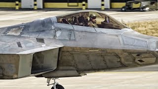 F22 Raptors Leave Spangdahlem Air Base After Exercise [upl. by Eeuqram723]