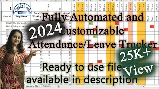 Fully Automated Employee Leave Tracker in Excel for 2024 Sample file in Description [upl. by Adnalohs]